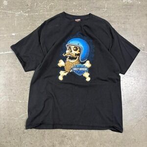 Harley Davidson Skull Shirt Men's Size XL 90s Y2K Grunge Emo Skate
